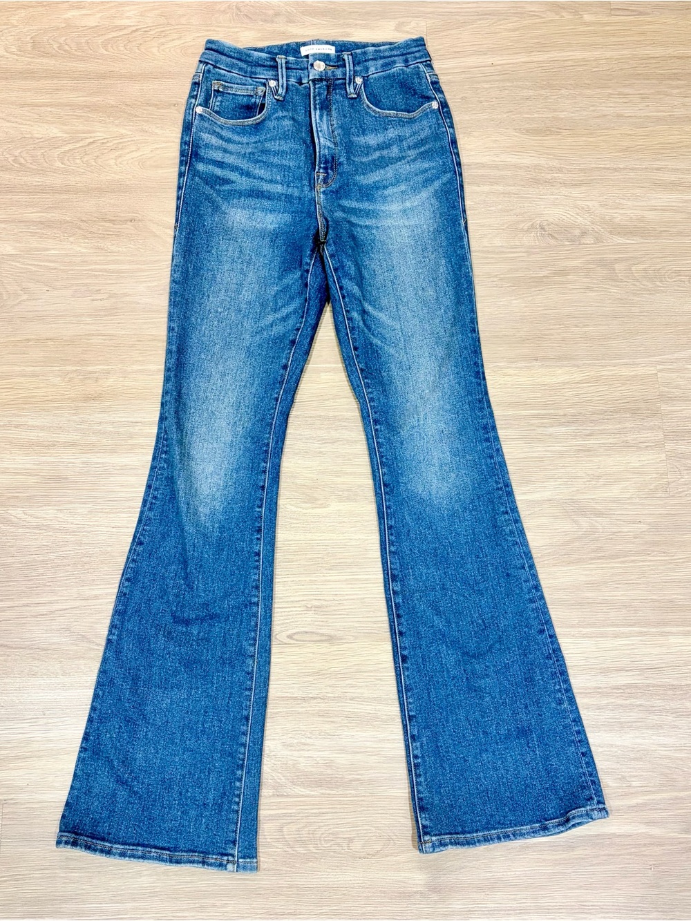 Good American Good Flare High Rise Jeans Medium Wash Blue Size 4 / 27
